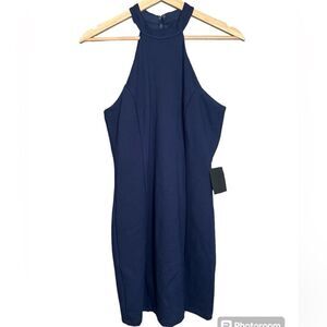 Lulu’s halter style body con navy blue mini dress size medium‎ special event